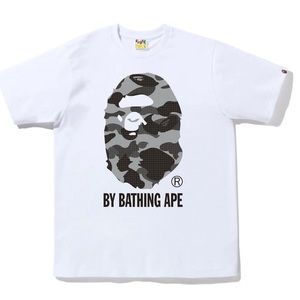 White Bape Tee Grey Grid